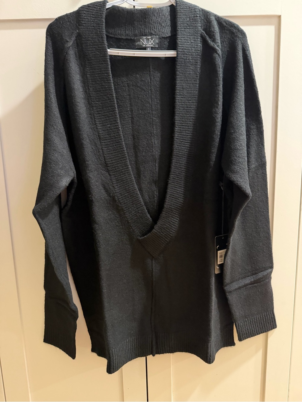 NUX Deep V-Neck Black Knit Sweater